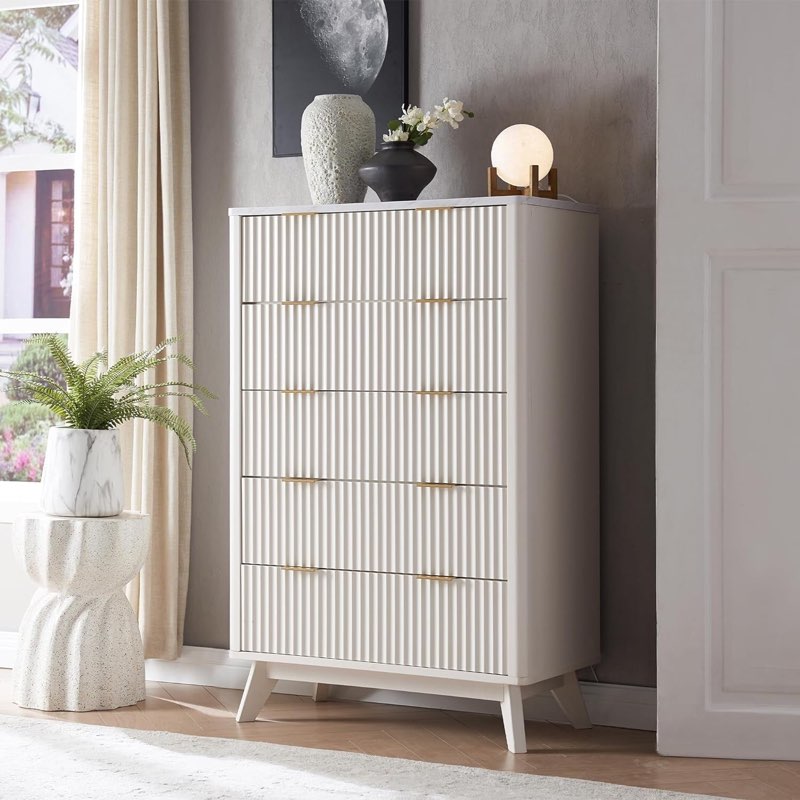5 - Drawer Dresser, 47.2" H Color: White