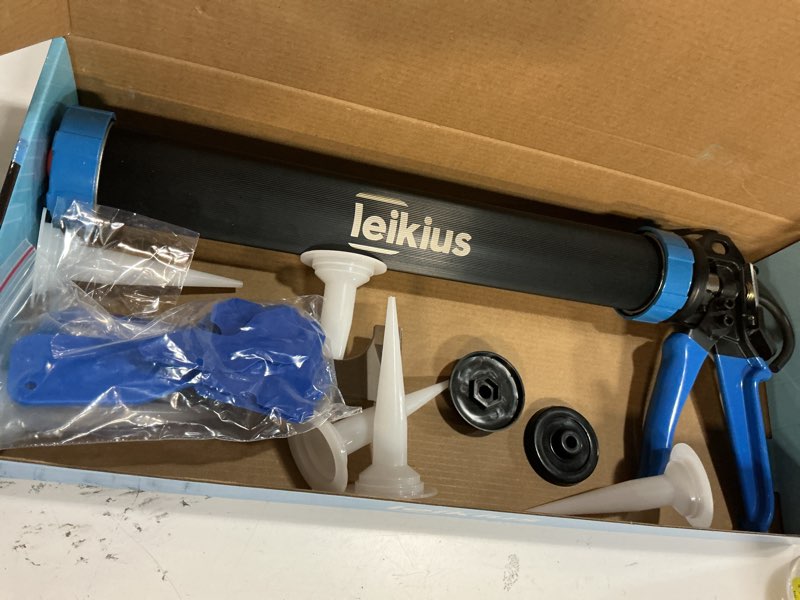 Condition photo showing Good Condition for pro sausage caulk gun kit heavy duty silicone sausage gun thrust ratio 25:1 no-drip rotating 600ml/20 oz aluminum tube barrel and caulking tools,sealant grout scraper for kitchen bathroom sink joint