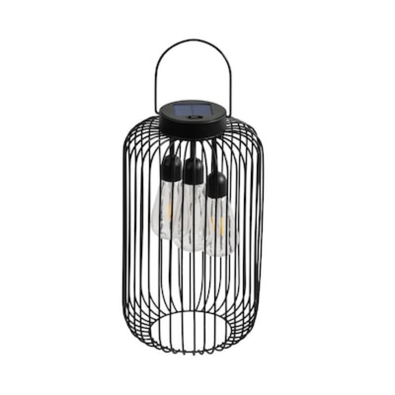 style selections 8.19-in x 14.76-in black metal solar outdoor decorative lantern