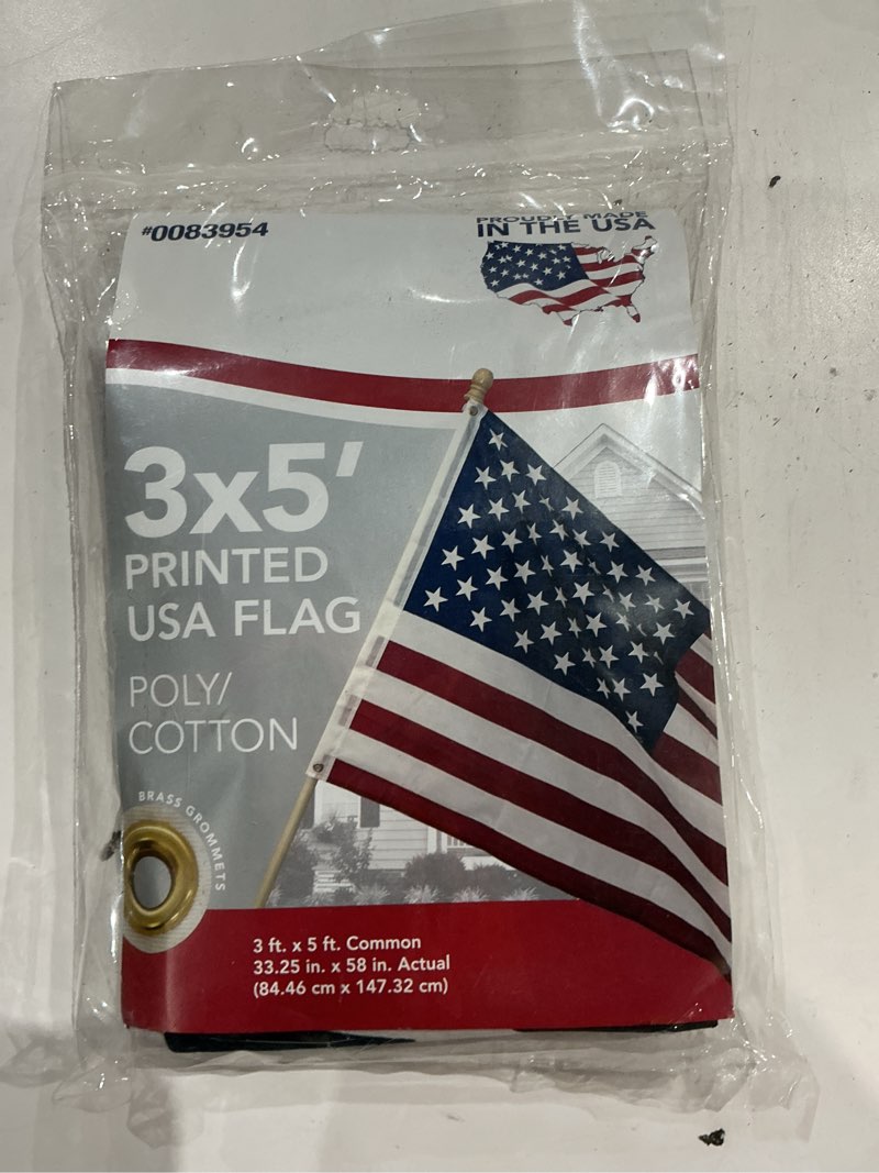 Condition photo showing Good Condition for independence flag 5-ft w x 2.875-ft h american flag