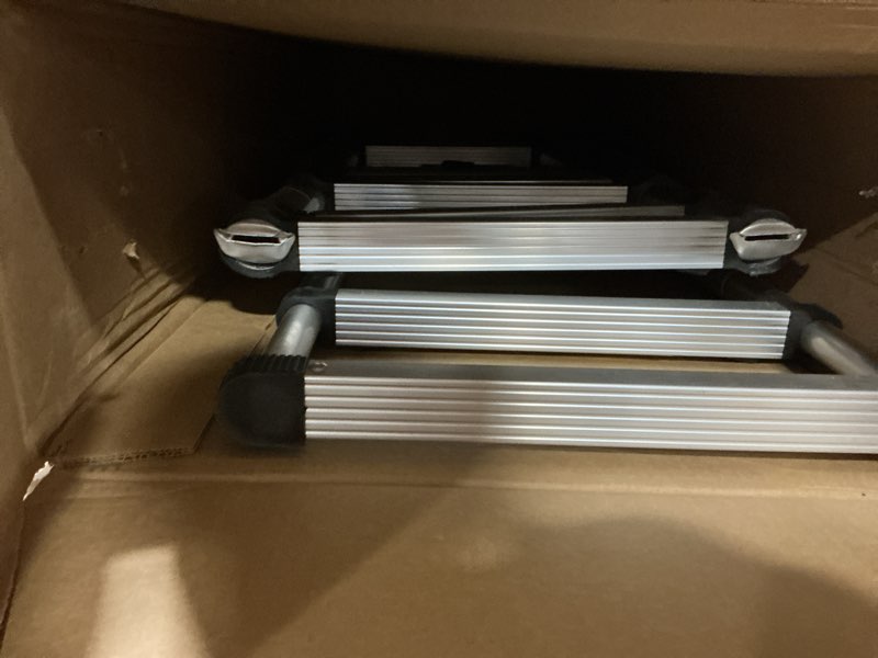 Condition photo showing As Is for telescoping ladder extension telescopic collapsible - 16.5 ft rv telescope foldable extendable tall compact aluminum ladders - for house roof travel trailers adjustable retractable - 330lbs capacity silver black 16.5 ft