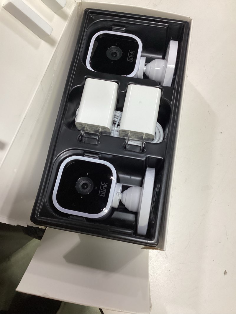 Condition photo showing Good Condition for blink mini - compact indoor plug-in smart security camera, 1080p hd video, night vision, motion detection, two-way audio, easy set up, works with alexa – 2 cameras (white)