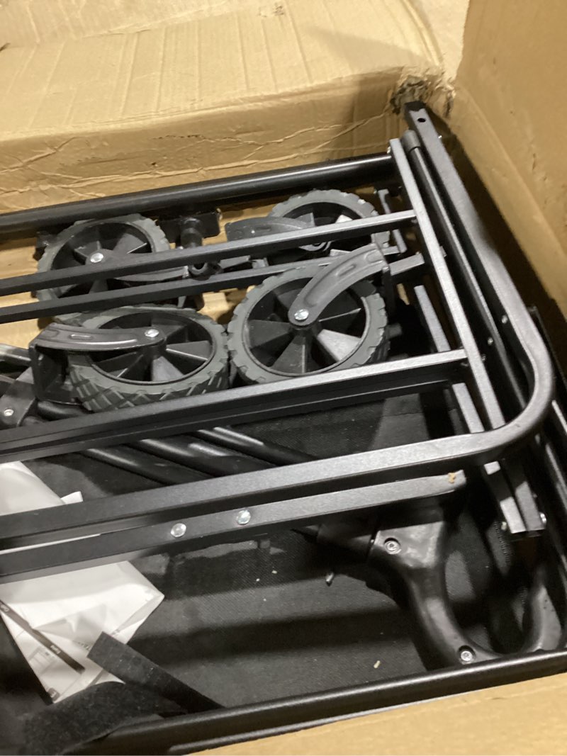 Condition photo showing Good Condition for PASAMIC Collapsible Wagon 220 lbs, Heavy Duty Wagon Carts Foldable, Portable Wagons for Groceries, Beach Cart with All-Terrain Wheels & Drink Holders, Utility Wagon for Shopping, Sports, Camping,Black