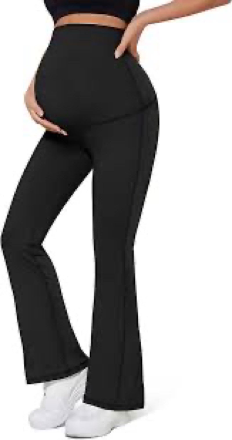 Flare Maternity Yoga Pants Soft Stretchy Bootcut Leggings Over The Belly Pregnancy Work Pants with P