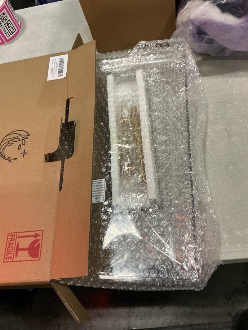 Condition photo showing Good Condition for 12"x16" clear acrylic serving tray with golden handles, sturdy huge capacity acrylic tray for coffee, juice, kitchen and desk organizer, storage tray (12"x16") 16" x 12" x 2"