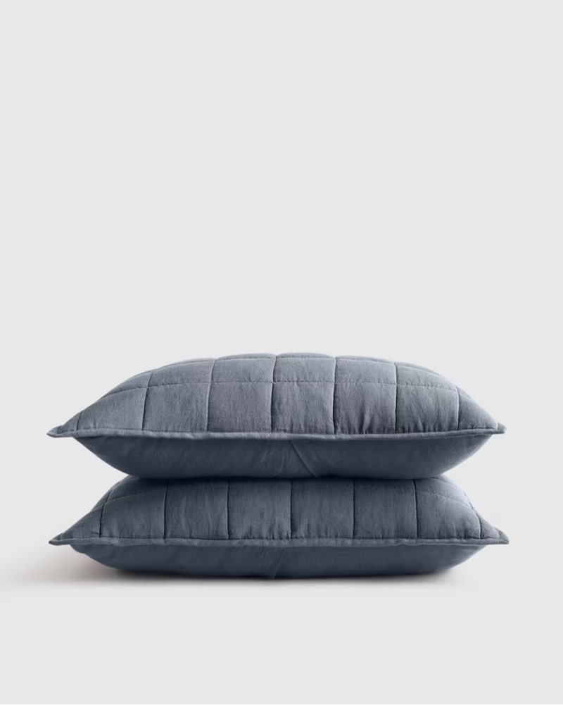   quince european linen box quilted sham set 2 pcs nightfall king 