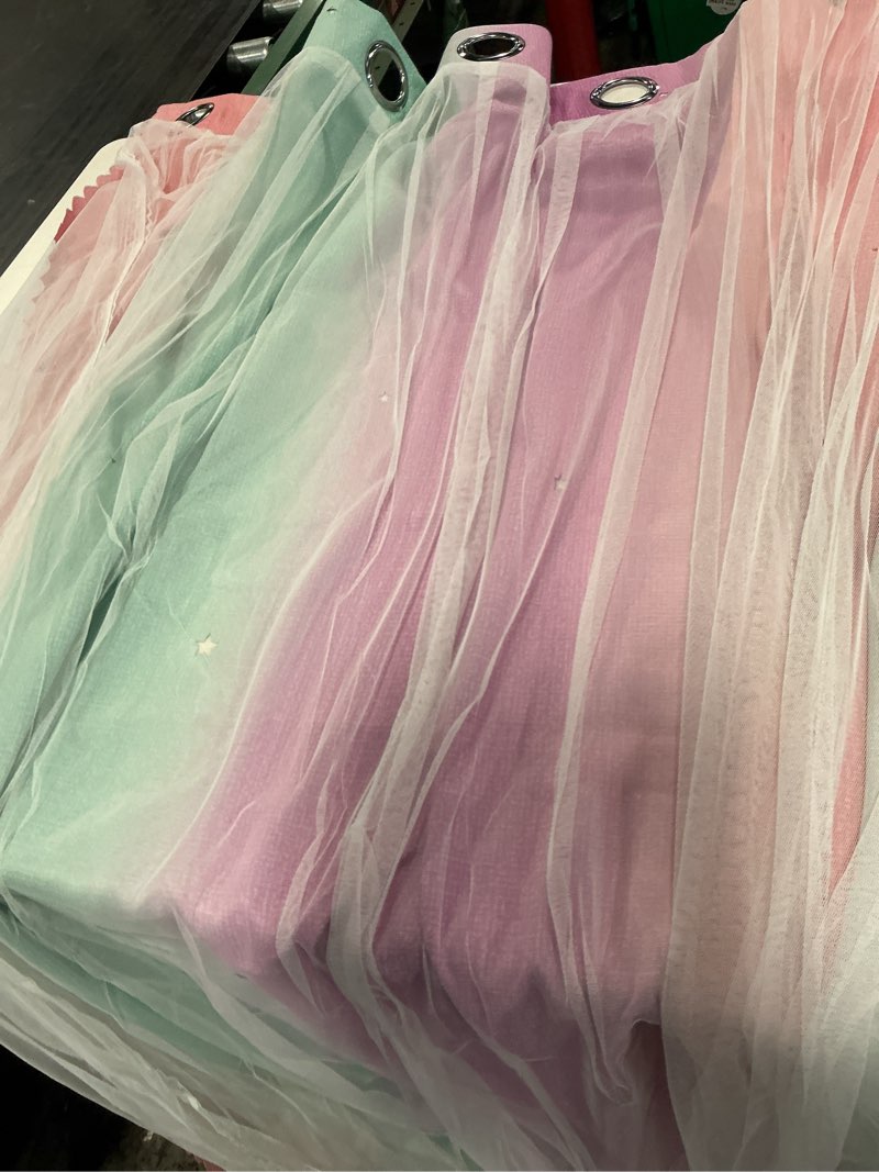 Condition photo showing Good Condition for chanana ombre rainbow blackout curtains for kid bedroom living room darking stripe double layer star cut out wall home decor gradient grommet window curtains, 39.4x51.2