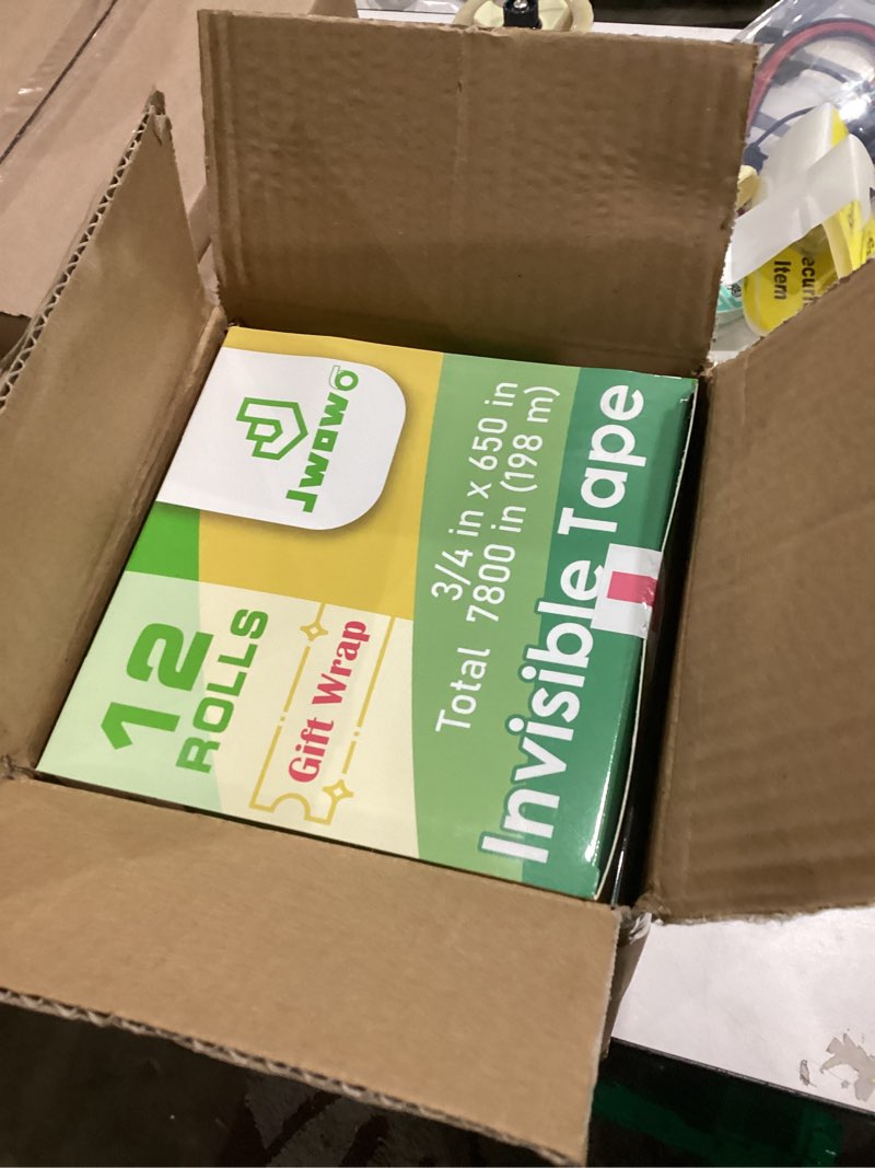 Condition photo showing New/Like New for 12 Invisible Tape with 12 Refillable Tape Dispenser, Holiday Supplies and Gift Wrap Tape, Great for Christmas Crafts, Matte Finish, 3/4 in x 650 in 12 Pack