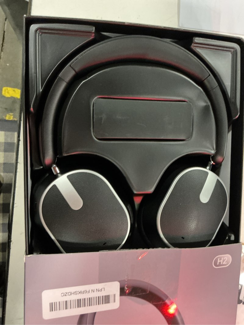 Condition photo showing New/Like New for hybrid active noise cancelling headphones, 120h playtime bluetooth over ear headphones, bluetooth 6.0 wireless headset with display, 6 enc mic, hi-res audio, transparency mode for travel game black