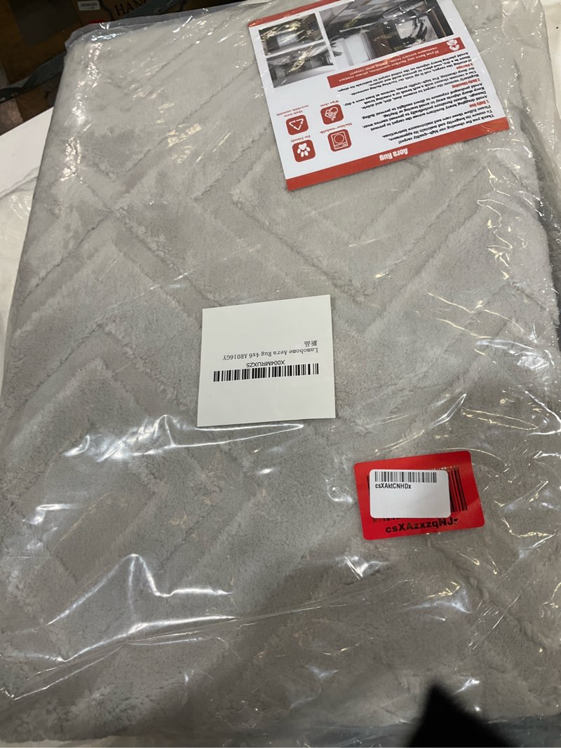Condition photo showing New/Like New for area rug 4x6,washable area rugs with non-slip tpr backing design,fluffy soft feeling, high traffic,durable,area rug for living room,bedroom,home office,grey grey 4' x 6' (rectangular)