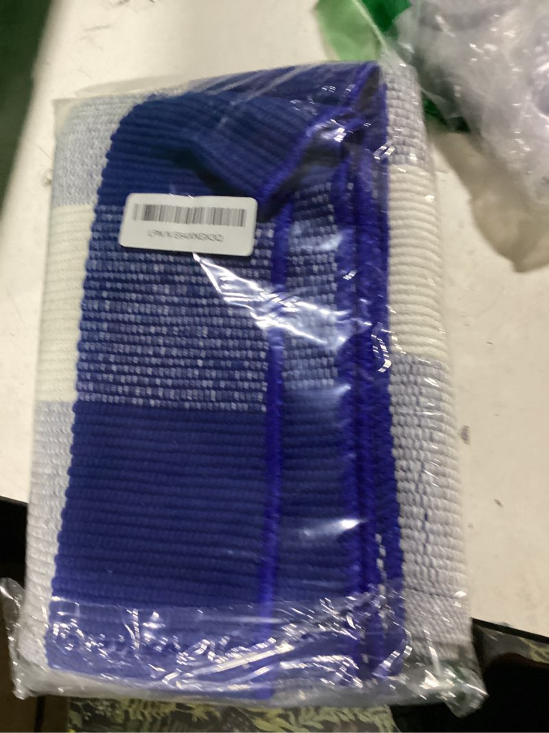 Condition photo showing New/Like New for buffalo plaid outdoor rug 27.5" x 43" blue and white checkered area rug washable doormats indoor outdoor rugs for layered front door mats, porch, entryway, kitchen, farmhouse blue and white plaid 2'4" x 3'7" (rectangular)