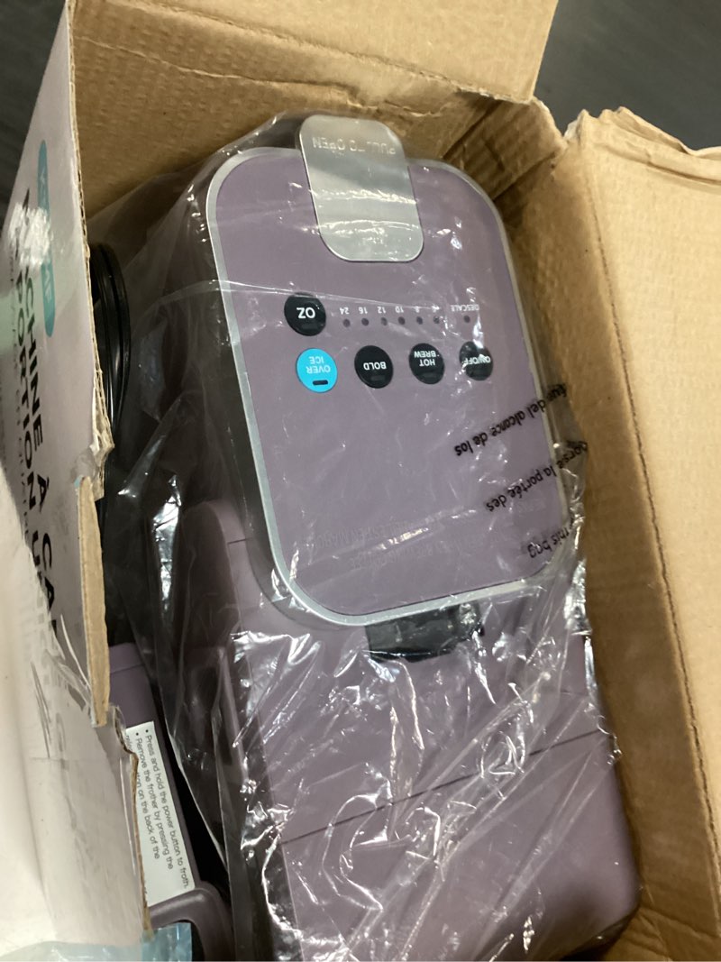Condition photo showing New/Like New for tastyle 330mf single serve coffee maker with built-in detachable milk frother, iced and hot coffee machine for k cup & grounds, 40oz removable water tank, 6 cup sizes, fits 7.3" travel mug, purple