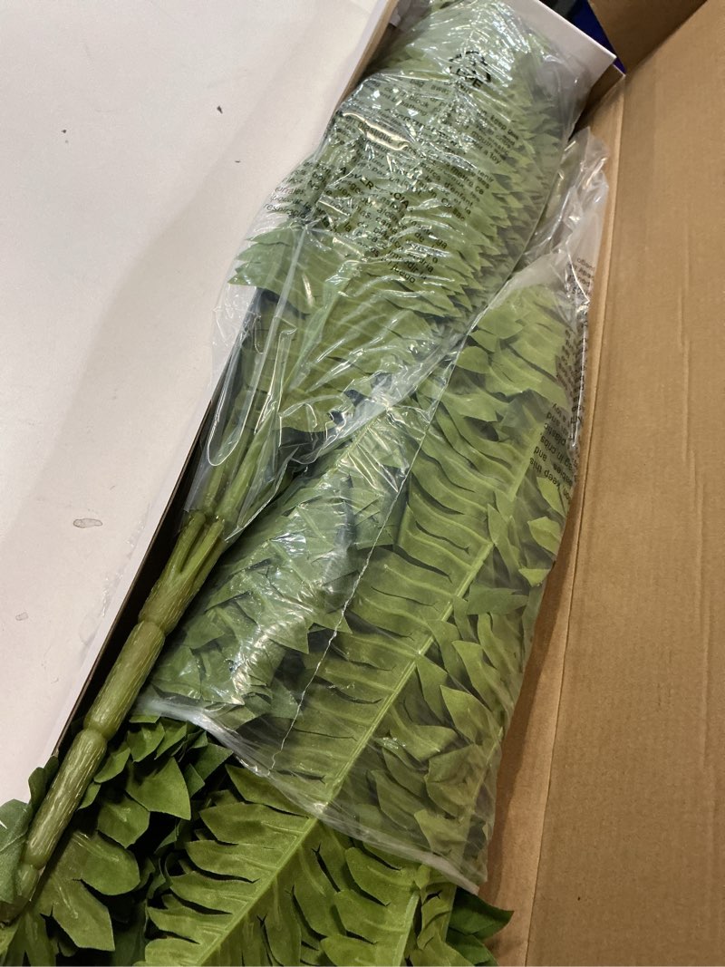Condition photo showing New/Like New for 35" ferns artificial bush plants large, 2 artificial boston ferns with 39 fronds for outdoors home decor