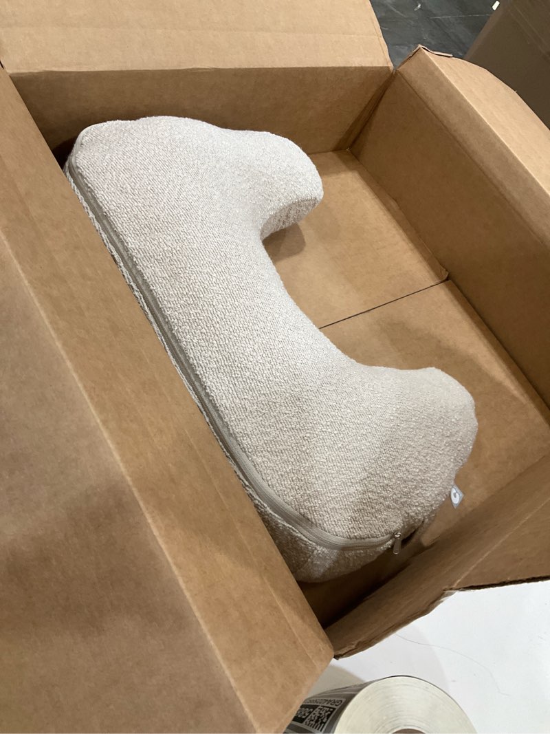 Condition photo showing As Is for Boppy Nursing Pillow - Ergonomic Bottle & Breastfeeding Pillow with High, Firm, Large Area, Water-Repellent Cushion with Washable Cover; Baby Safety Alliance Verified - Oatmeal Boucle New Nursing Pillow Luxe - Oatmeal Boucle