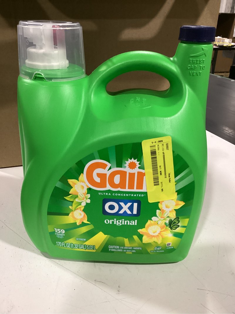 Condition photo showing Good Condition for gain liquid laundry detergent, original scent, 177 fl oz, freshness + odor fighting, laundry detergent liquid soap, he compatible, 134 loads (packaging may vary) original 177 fl oz (pack of 1)