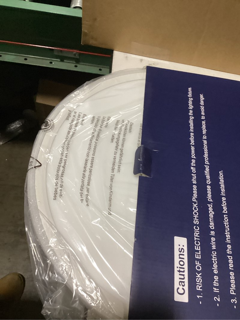 Condition photo showing New/Like New for modern 16'' led ceiling light fixture, 0.67 inch ultra thin flush mount, dimmable & 3000k/4500k/6000k selectable, 28w 2800lm, white, for bedroom, kitchen, dining room, living room, home office white 16 inch