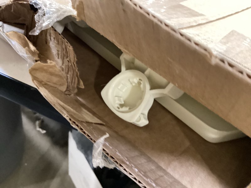 Condition photo showing As Is for Bemis Elongated Enameled Wood Toilet Seat in Biscuit with Easy•Clean? Hinge