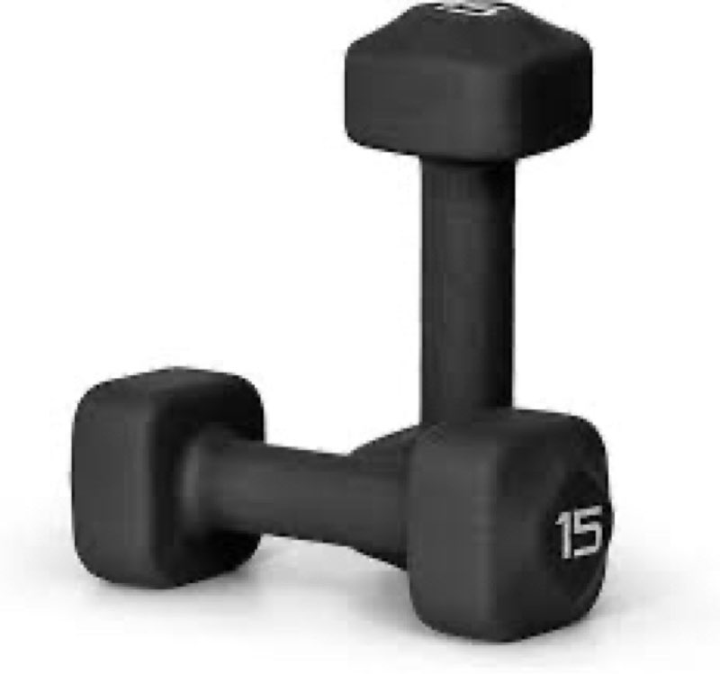tone fitness neoprene dumbbell weight pairs with anti-roll square head | multiple options - black
