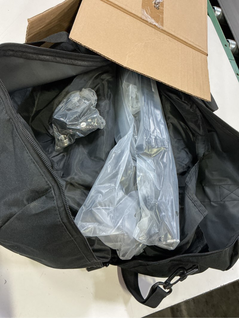 Condition photo showing New/Like New for bowens mini pa speaker stands pair (18–51") with compact microphone stand (17–70"), carry case, and universal mic clip – adjustable height speaker stands