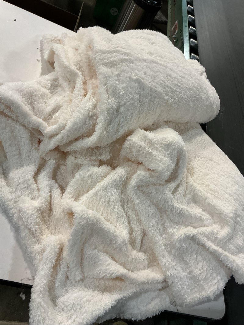 Condition photo showing As Is for Berkshire Blanket Classic Extra-Fluffy™ Plush Throw Blanket, Soft Fuzzy Fluffy Long Hair Throw Blanket for Couch Sofa Bed, Cream, 50x60 Inches Cream Throw/Throw XL