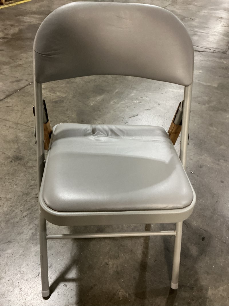 Condition photo showing As Is for cosco gray standard folding chair with padded seat (indoor)