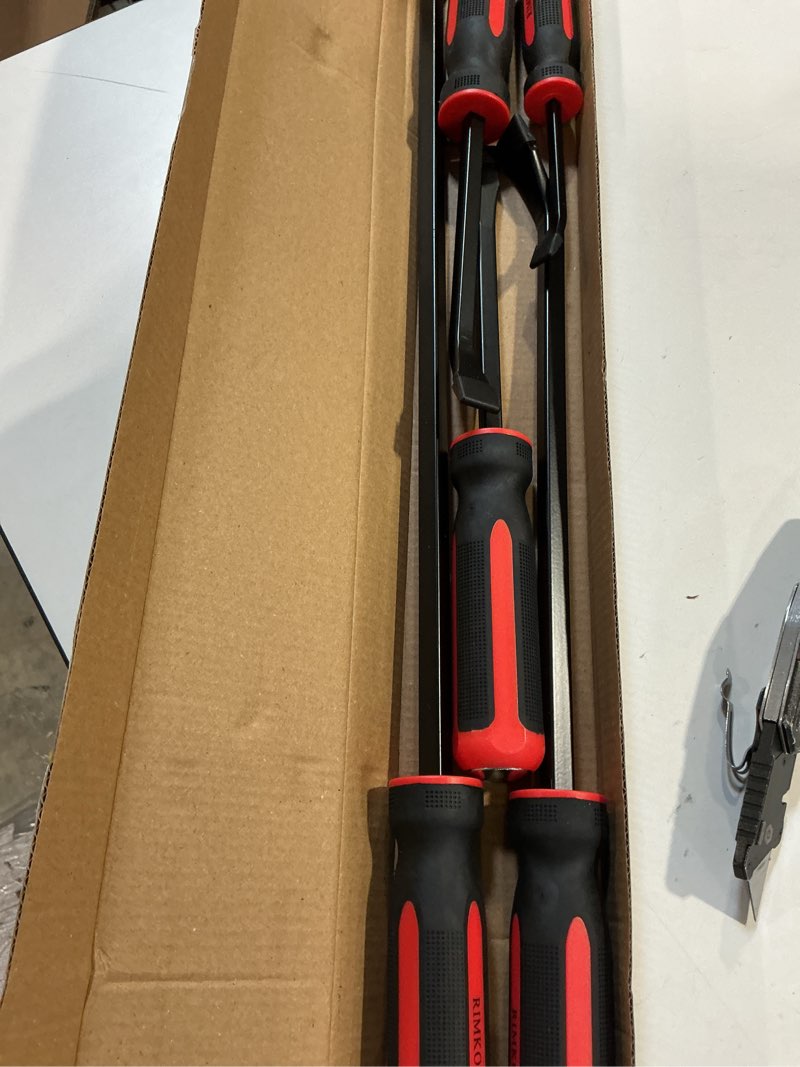 Condition photo showing Good Condition for pry bar set, 5-piece heavy duty pry bars with thicker strike caps, mechanic hand tools for automotive, demolition, nail puller, crowbar