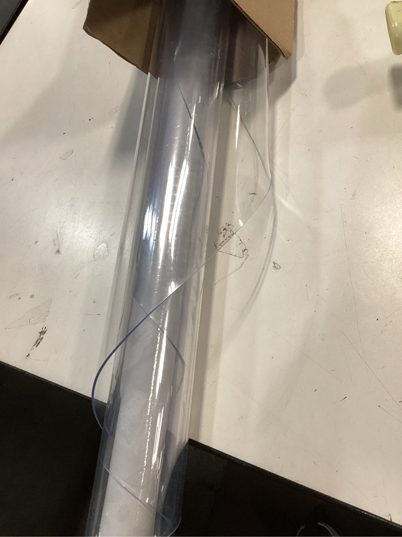 Condition photo showing Good Condition for LovePads Round Clear Table Cover Protector 48 Inch, 2mm Thick Table Protector for Dining Room, Waterproof Plastic Cover PVC Vinyl Tablecloth, Circle Tabletop Protective Pad for Furnture Surface 48" (Round) Clear 2mm