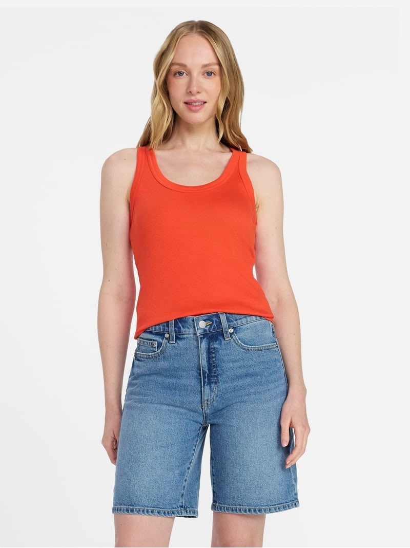 Time and Tru Orange Lava Ribbed Tank Top XL