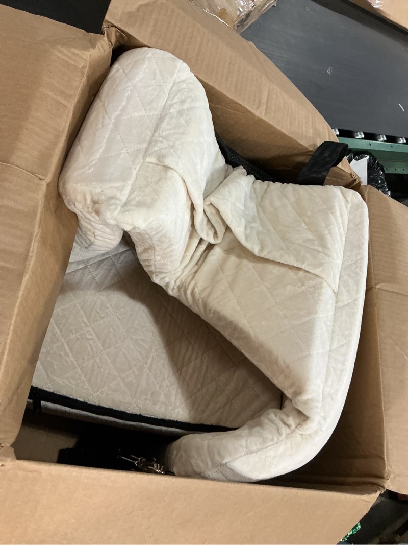Condition photo showing As Is for dog car seats for small medium dogs up to 35lbs, detachable washable soft pet booster travel bed for front seat with safety leash belt (beige, medium) beige medium