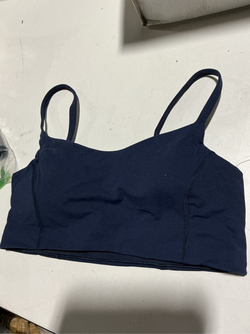 Condition photo showing Good Condition for amazon essentials women's active formflex buttery soft light support sweetheart neck yoga sports bra large navy