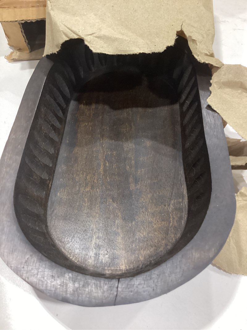 Condition photo showing Good Condition for Samhita Mango Wood Decorative Bowls for Home Décor, Decorative Long Wooden Bowl for Table Centerpiece (10" x 6" x 2")