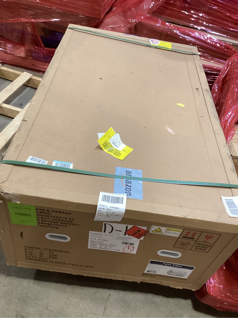 Condition photo showing New/Like New for Kingston Brass Aqua Eden VTAP603622L 60-Inch Acrylic Alcove Tub with Left Hand Drain, White 60" (L) x 36" (W) x 21-5/8" (D) White Alcove Tub