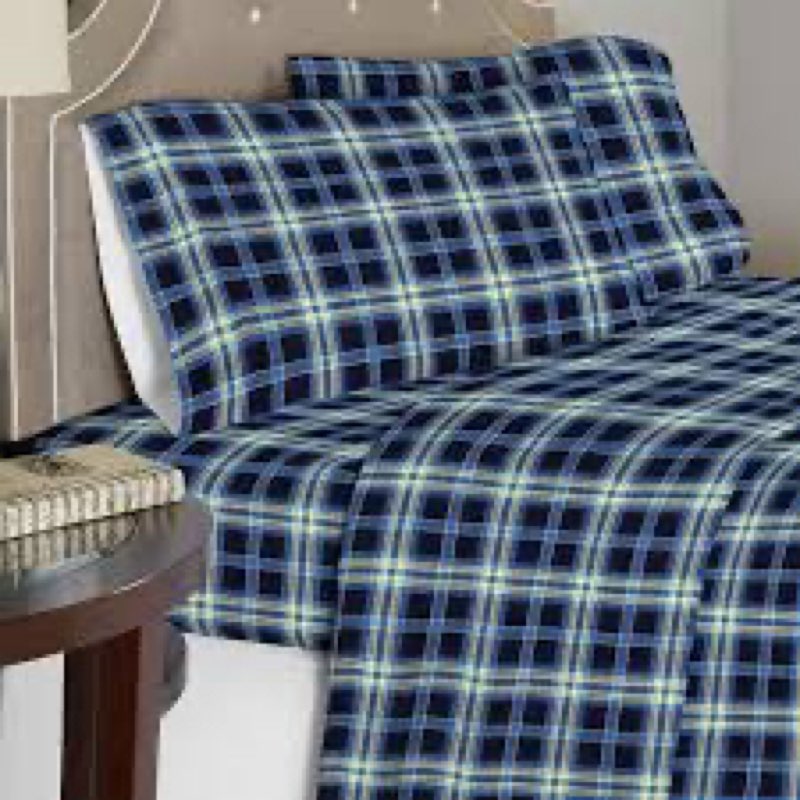 pointehaven flannel deep pocket set with oversized flat sheet, queen, ashby plaid