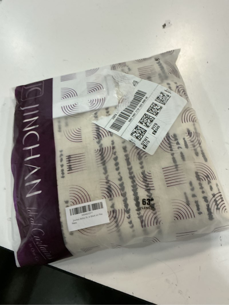 Condition photo showing Good Condition for jinchan boho stripe curtains for living room farmhouse linen curtains 63 inch length 2 panels for bedroom geometric striped mudcloth light filtering window drapes back tab black on flax 38"w x 63"l (pack of 2) back tab| black on flax