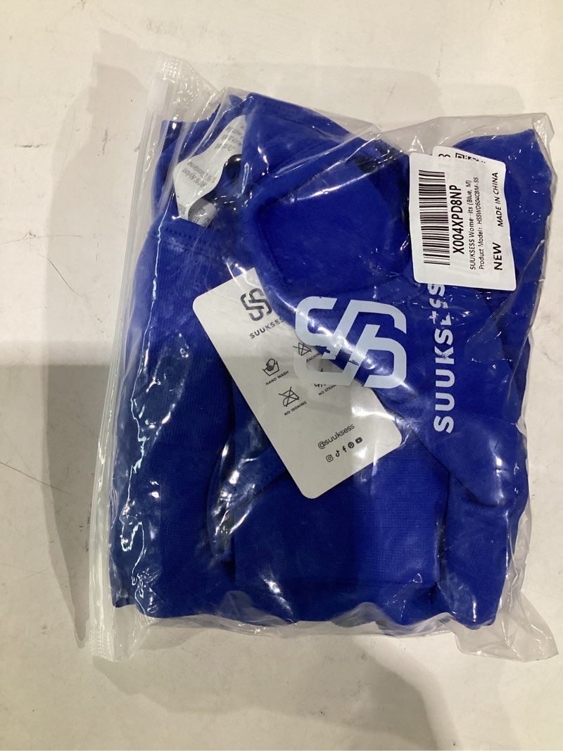 Condition photo showing Good Condition for suuksess women seamless 2 piece workout sets criss cross sports bra high waist booty shorts blue medium