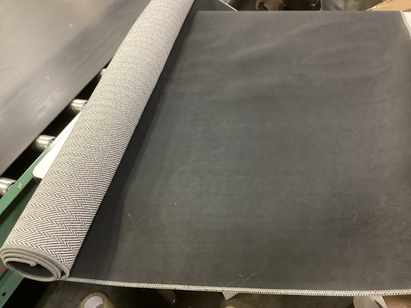 Condition photo showing As Is for LUMI Ultra Thin Indoor Door Mat for Entrance 48"x72", Non Slip Entryway Mat, Low Profile Doormat, Unique Herringbone Design Carpet for Inside, Patio, Porch, Gray