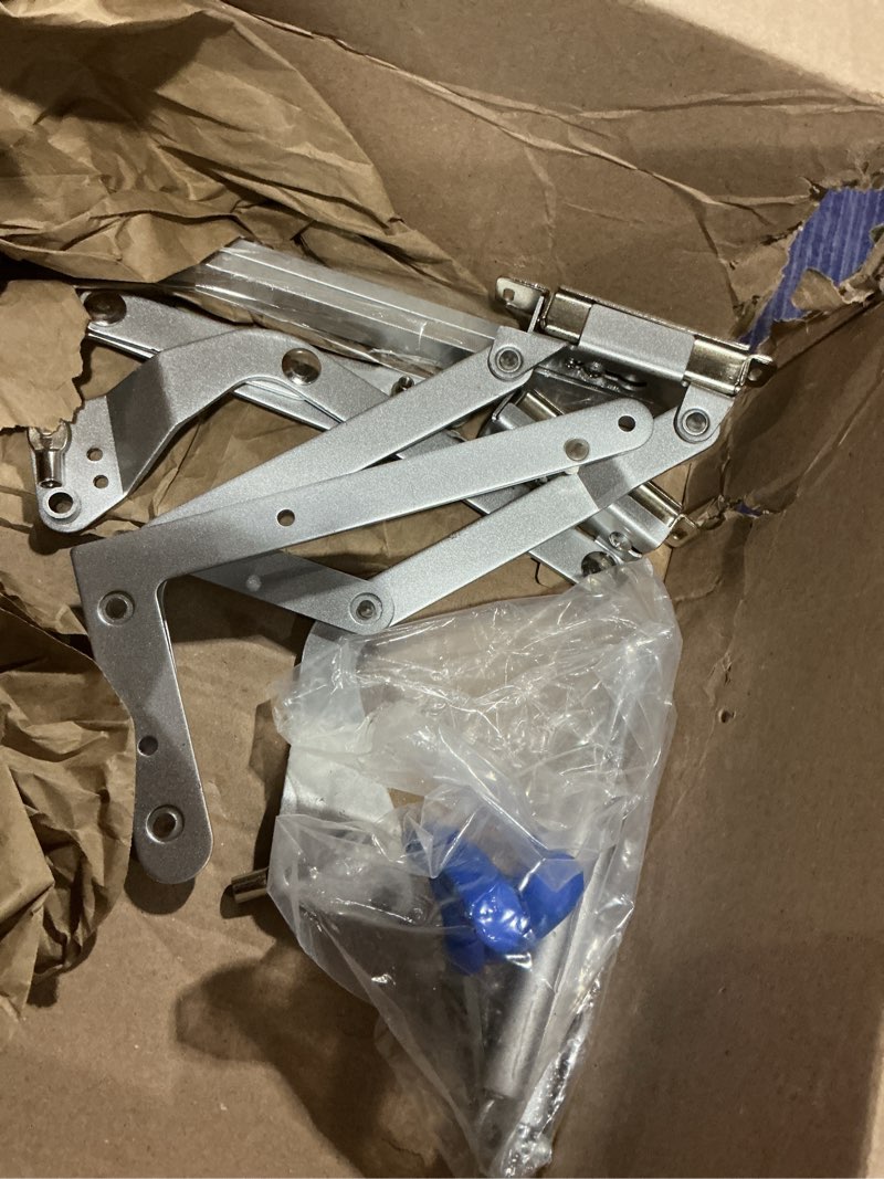 Condition photo showing As Is for GYKLE Cabinet Door Hinges, Folding Lift up Top Table Vertical Swing Lift Up Stay Pneumatic Arm Kitchen Mechanism Hinges Durable Silent