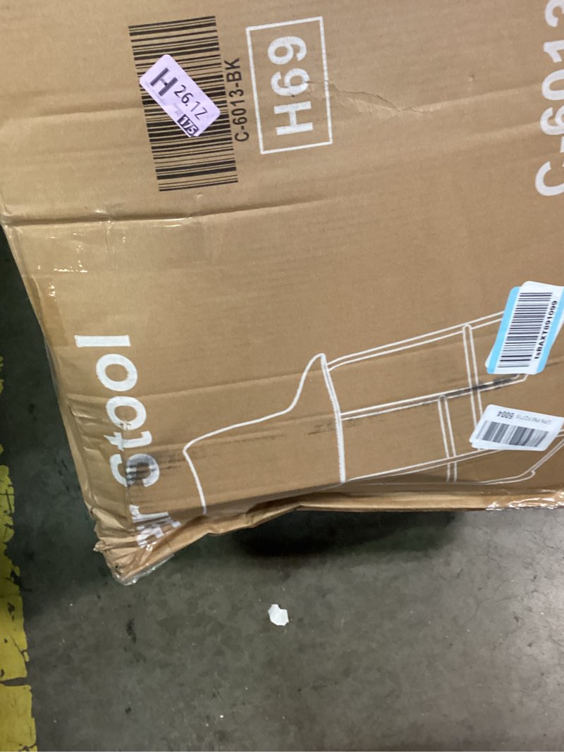 Condition photo showing As Is for similar bar stool set of 1 boucle counter height bar stools with curved back and black metal frame, upholstered kitchen stools, barstools for kitchen island, bar, dining room, black black set of 1