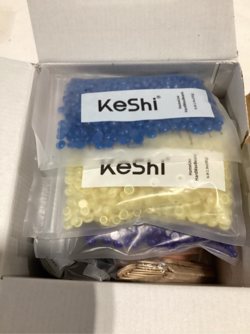 Condition photo showing As Is for keshi waxing kit, painless hair removal wax warmer with 6 bags hard waxbeans for full body, legs, face, eyebrows & bikini— ideal for both women & men(blush)