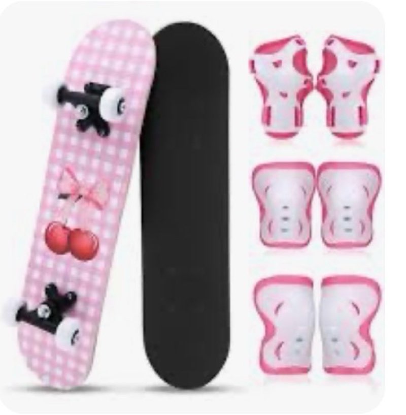 Honoson 7 Pcs Skateboard for Tod…Bow Cherry Age 6-10 Kids 24 x 6)