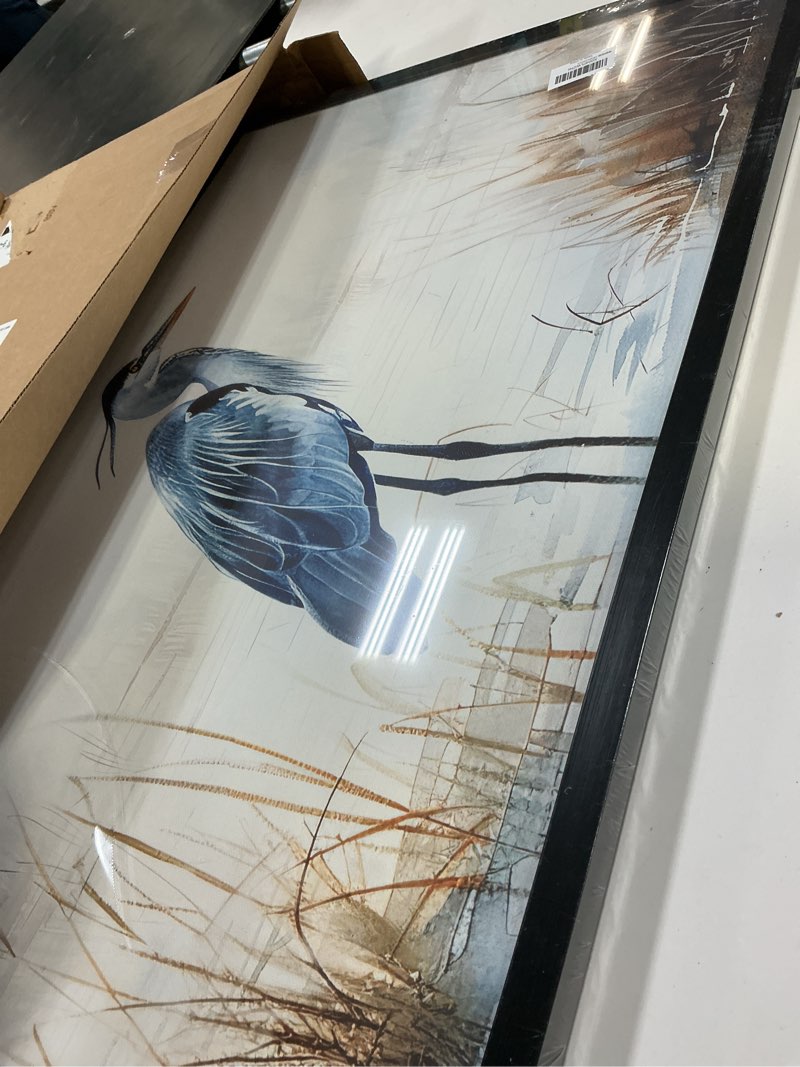 Condition photo showing Good Condition for Heron Wall Art Blue Bird Pictures Wall Decor Chinoiserie Coastal Extra Large Canvas Prints Framed Ar