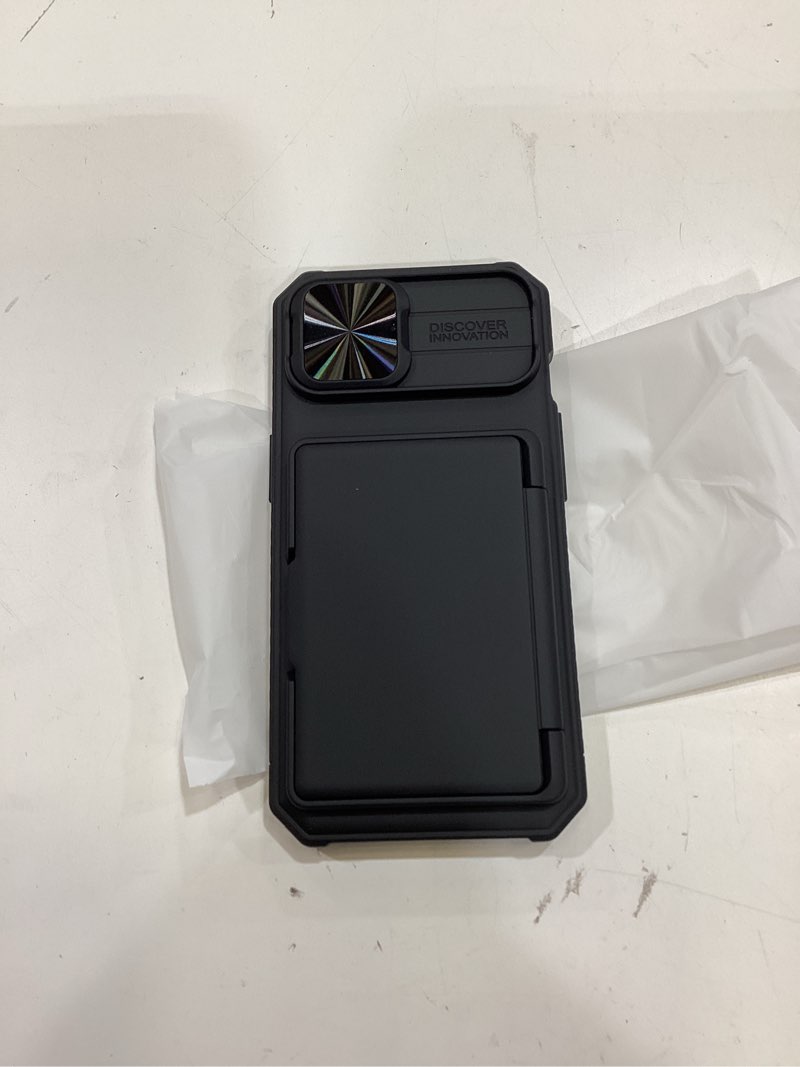Condition photo showing Good Condition for bxyjy for iphone 15, iphone 14, iphone 13 wallet case with card holder(4-5 cards), slide camera cover, military drop & rfid protection, heavy duty women men phone case for iphone 15/14/13, black black iphone 15/14/13, 6.1"