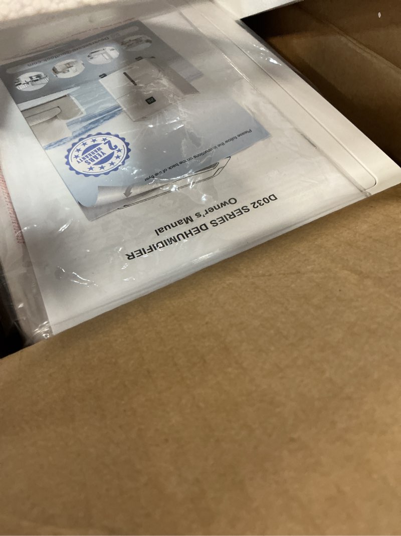 Condition photo showing New/Like New for 25 pint dehumidifier for basement, up to 1500 sq.ft, quiet dehumidifier with drain hose, humidity control, 24h timer, ideal for bedroom, bathroom, room 25 pints