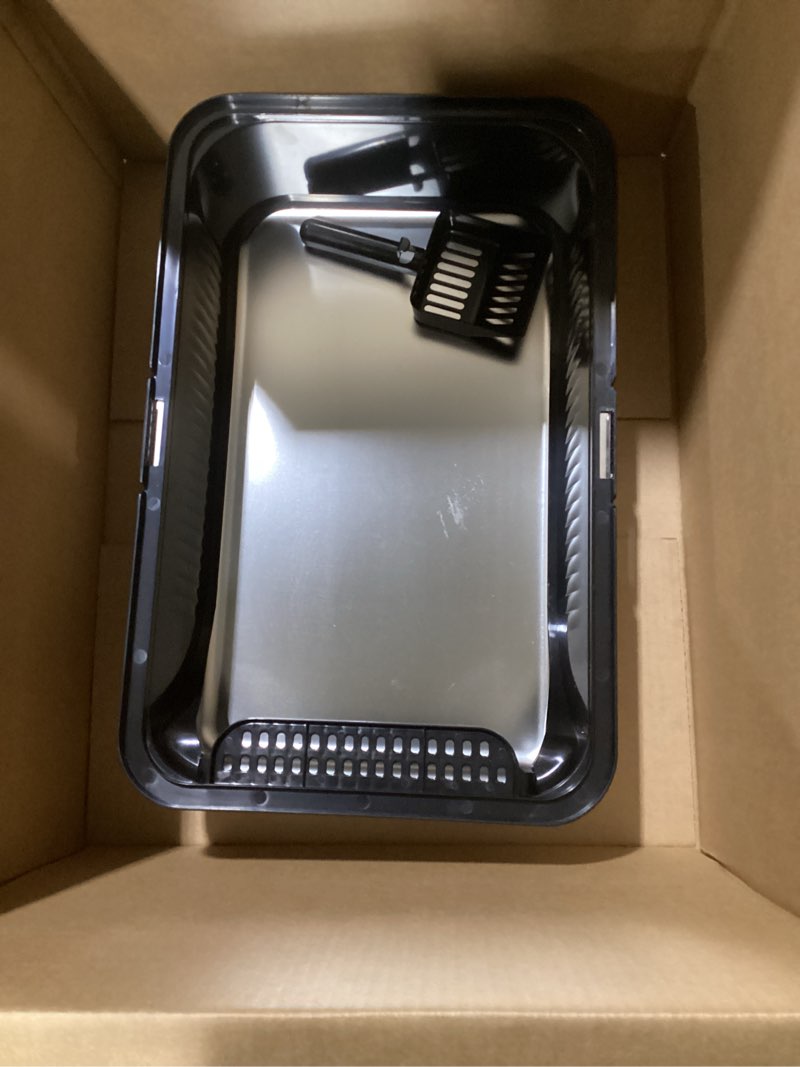 Condition photo showing Good Condition for (similar) stainless steel cat litter box large high sided open top anti splashing easy to clean kitty litter tray for indoor cats multi cat households durable proof odorless 19.7 x 13.8 x (black)