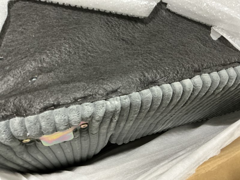 Condition photo showing Good Condition for possibly missing box /used asyiah upholstered l-shaped sectional gray