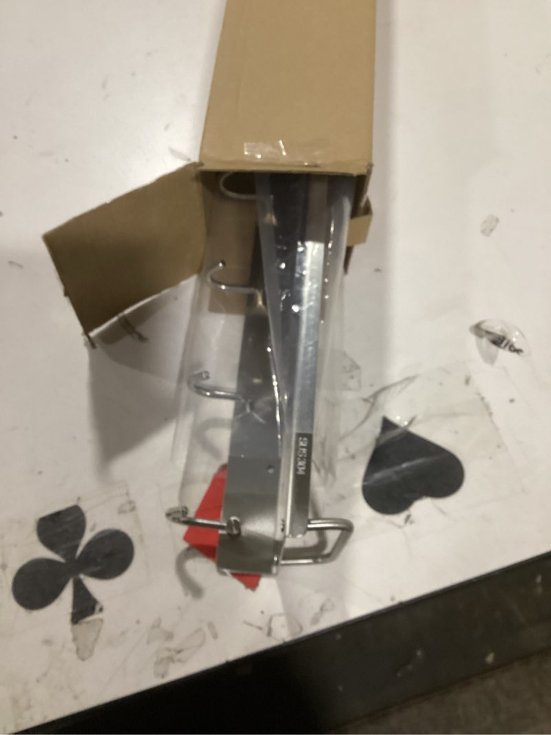 Condition photo showing Good Condition for Kitchen Utensil Rack, 19.7 inch Spice Rack with 6 Hooks Wall Mount, Over the Stove Shelf, Stainless Steel, Hanging Storage Wall Shelf for Spatula Spoon, Seasoning Jar Organizer