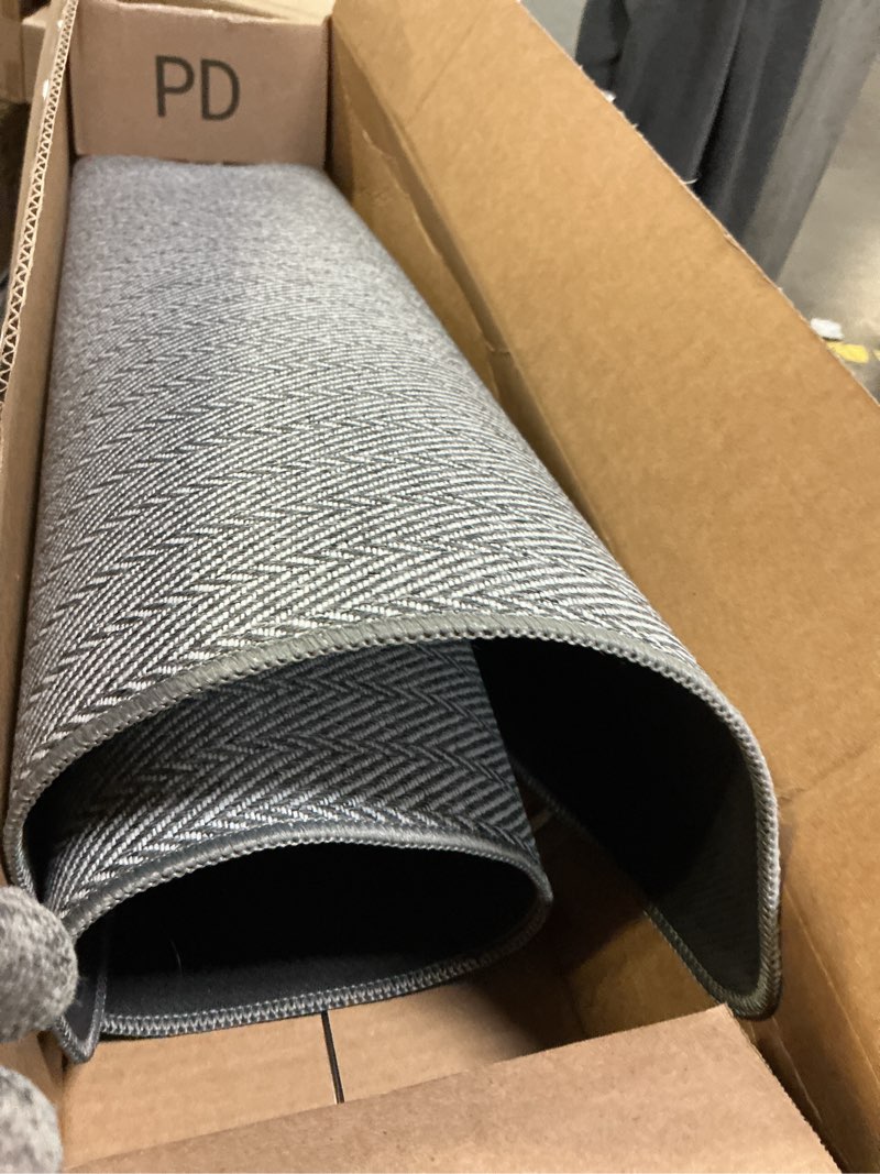 Condition photo showing As Is for kitchen mats for floor, kitchen rug, nonskid, washable, absorbent kitchen runner rug for in front of sink, entryway, rubber backing indoor door mat, farmhouse style standing mat, 17.3\"x28\", grey grey 1'5\" x 2'4\" (rectangular)(similar)