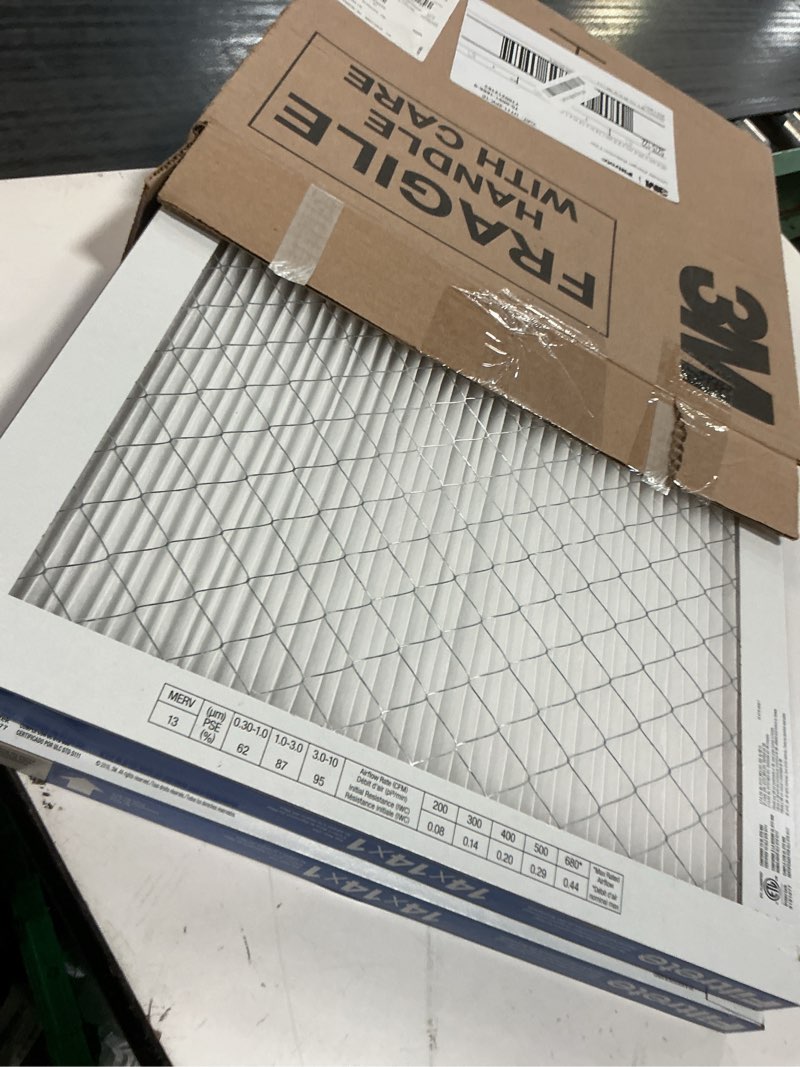 Condition photo showing Good Condition for filtrete 14x14x1 ac furnace air filter, merv 13, mpr 1900, premium allergen, bacteria&virus filter, 3-month pleated 1-inch electrostatic air cleaning filter, 2-pack (actual size 13.781x13.813x0.84 in)