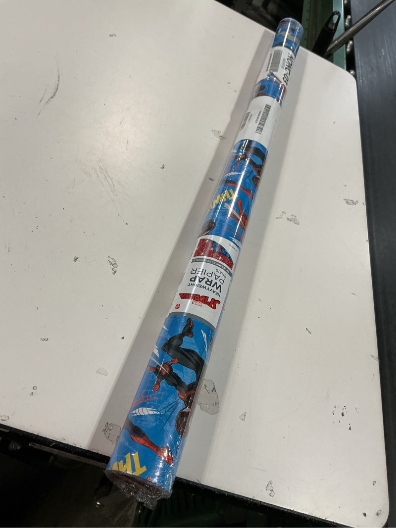 Condition photo showing New/Like New for American Greetings 40 sq. ft. Reversible Spiderman Wrapping Paper for All Occasions (1 Roll, 30 in. x 192 in.)