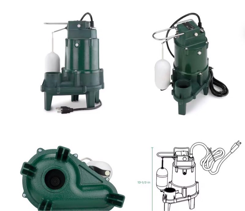 zoeller 1/2-hp 115 -volt 103-gallon cast iron sewage sump pump